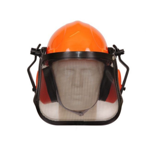 Capacete De Segurança Com Tela de Proteção e Abafador de Ruidos Laranja Tecmater