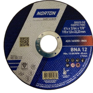  Disco De Corte 4.1/2 X 3/64 X 7/8 BNA12 Inox Norton