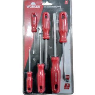 CHAVE FENDA/PHILLIPS JG 06 PCS CROMO VANADIO WORKER