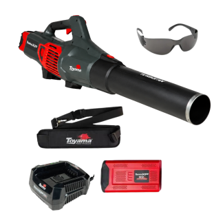 SOPRADOR LATERAL A BATERIA 82V TOYAMA, TBT82ABL-XP-K1, MOTOR DE 1500W. 760CFM, COM 2 BATERIAS 5AH E CARREGADOR