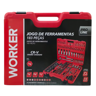 JOGO FERRAMENTAS C/183 PCS WORKER