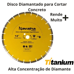 Disco Diamantado 350mm 14 Polegadas Segmentado Para Cortar Concreto Navalha