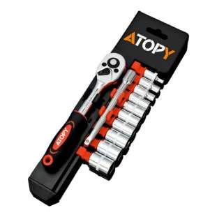 JG SOQUETE SEXTAVADO 12 PÇS 1/4 ATOPY