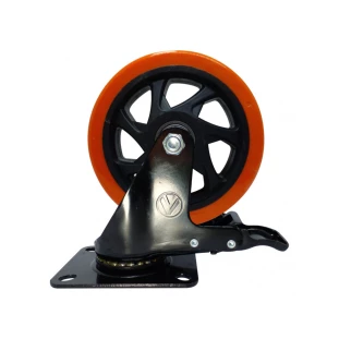 RODIZIO PVC LARANJA 5 GIRATORIO C/ FREIO AJAX