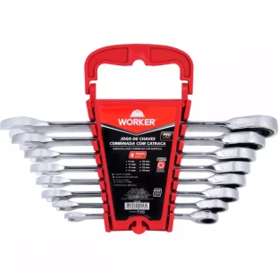 CHAVE CATRACA COMBINADA JG 08 PÇS 8 A 19MM WORKER