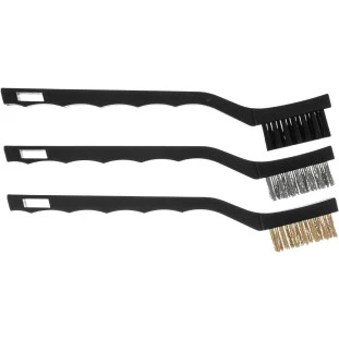 ESCOVA MANUAL AÇO PEQUENA JG 3 PCS COM CABO PLASTICO MTX